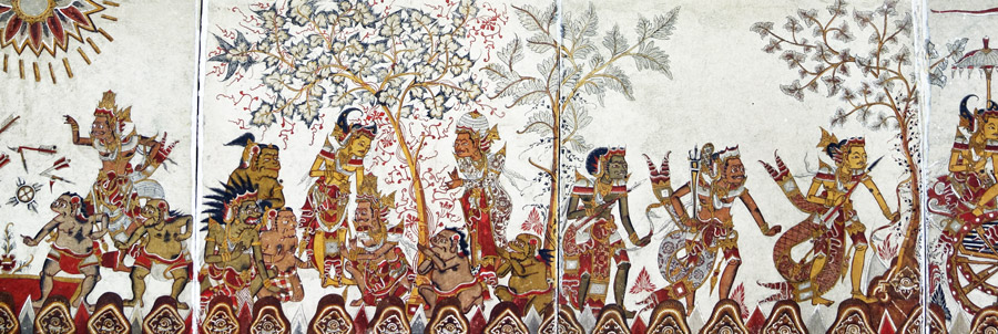 Peinture de style Kamasan, toiture du bale Kambang à Klungkung